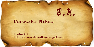 Bereczki Miksa névjegykártya